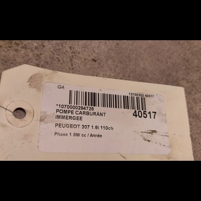 Pompe à carburant immergée occasion PEUGEOT 307 Phase 1 SW 03-2002->07-2004 1.6i 110ch 1525T9 3