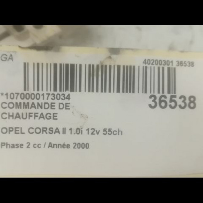 Commande de chauffage occasion OPEL CORSA II Phase 2 04-1997->10-2000 1.0i 12v 55ch 3