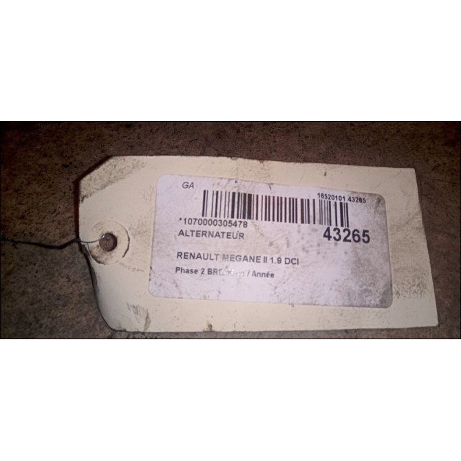 Alternateur occasion RENAULT MEGANE II Phase 1 04-1995->04-1999 1.9 DCI 130ch 8200660041 4