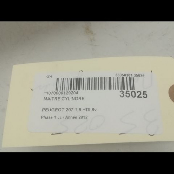 Maitre cylindre occasion PEUGEOT 207 Phase 1 04-2006->06-2013 1.6 HDI 8v 92ch 4601R8 3