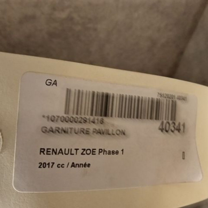 Garniture pavillon occasion RENAULT ZOE Phase 1 10-2012->... 2