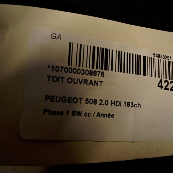 Toit ouvrant occasion PEUGEOT 508 Phase 1 04-1995->04-1999 2.0 HDI 163ch 8401YK 3