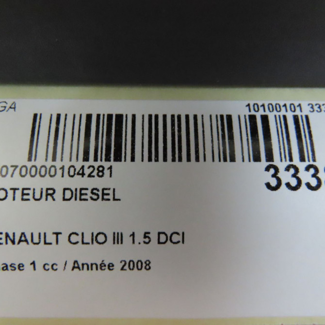 Moteur diesel occasion RENAULT CLIO III Phase 1 09-2005->03-2009 1.5 DCI 70ch 7701476910 6