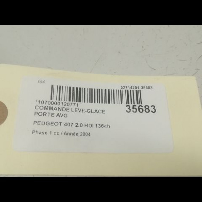 Commande lève-glace porte avant gauche occasion PEUGEOT 407 Phase 1 04-2004->07-2008 2.0 HDI 136ch 6554ER 3