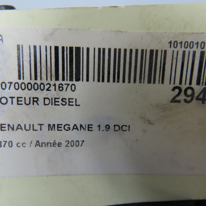 Moteur diesel occasion RENAULT SCENIC II Phase 1 03-2004->09-2006 1.9 DCI 125ch 7701478310 6