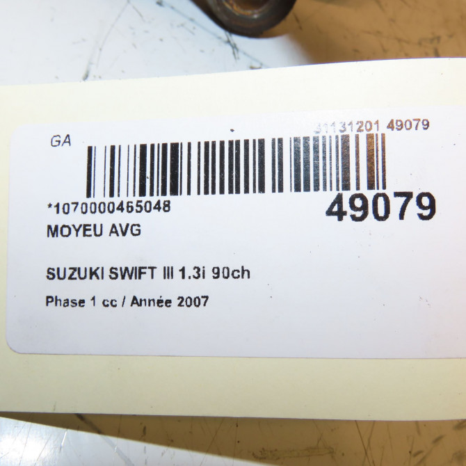 Moyeu avg occasion SUZUKI SWIFT III Phase 1 03-2005->09-2011 1.3i 90ch 4342050853 4