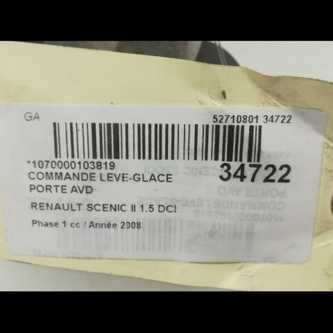 Commande lève-glace porte avant droite occasion RENAULT SCENIC II Phase 1 03-2004->09-2006 1.5 DCI 100ch 8200315027 3