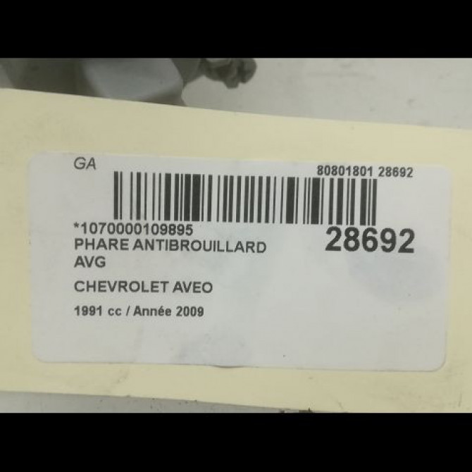 Phare antibrouillard avant gauche occasion CHEVROLET AVEO II AVEO II Phase 1 2011-06-01->2015-06-30 96650792 3