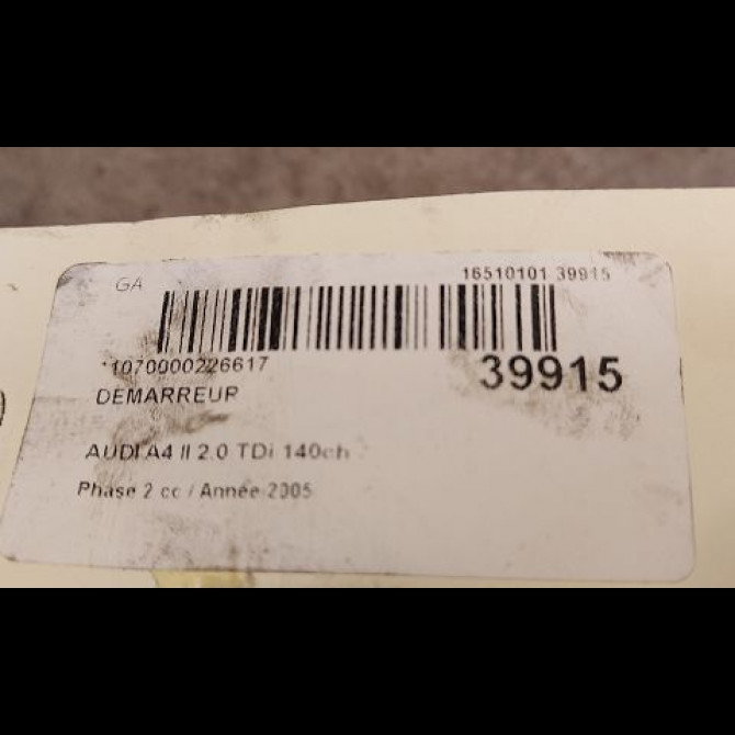 Démarreur occasion AUDI A4 II Phase 2 09-2004->04-2008 2.0 TDi 140ch B911023A 4