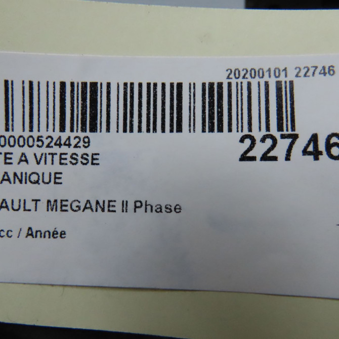 Boîte à vitesse mecanique occasion RENAULT MEGANE II Phase 1 09-2003->12-2005 5