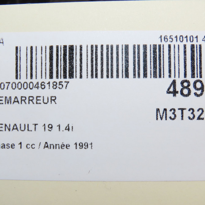 Démarreur occasion RENAULT 19 Phase 1 07-1989->04-1992 1.4i 7