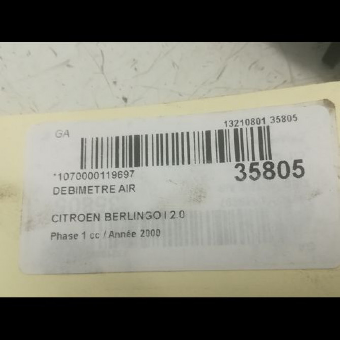Debimetre air occasion CITROEN BERLINGO I Phase 1 09-1996->11-2002 2.0 HDi 19207S 5