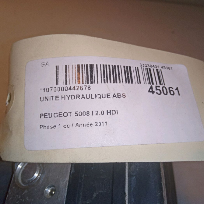 Unité hydraulique ABS occasion PEUGEOT 5008 I Phase 1 11-2009->12-2013 2.0 HDI 150ch 1607510480 6
