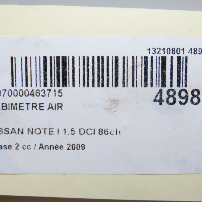 Debimetre air occasion NISSAN NOTE I phase 2 03-2009->02-2014 1.5 DCI 86ch 22680BC400 7