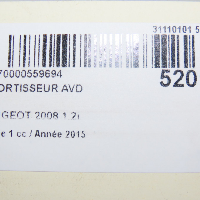 Amortisseur avant droit occasion PEUGEOT 2008 Phase 1 01-2013->... 1.2i PURETECH 110ch 9810909180 7