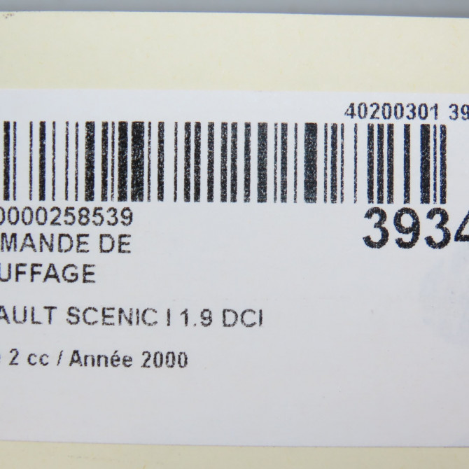 Commande de chauffage occasion RENAULT SCENIC I Phase 2 08-1999->06-2003 1.9 DCI 100ch 7