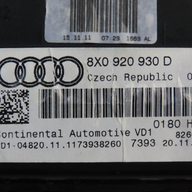Compteur occasion AUDI A1 Phase 1 06-2010->03-2015 1.6 TDI 105ch 8X0920930D 3