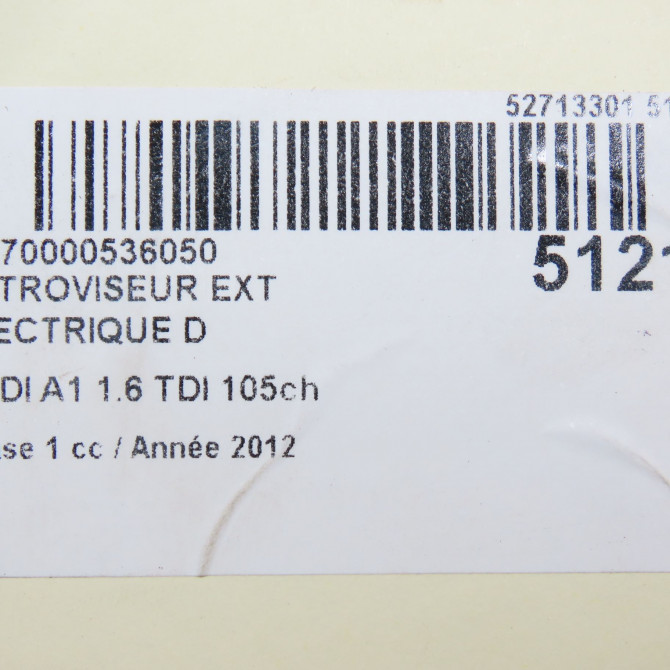 Retroviseur exterieur electrique droit occasion AUDI A1 Phase 1 06-2010->03-2015 1.6 TDI 105ch 8X1857410S9B9 6