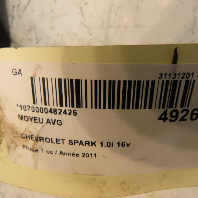 Moyeu avg occasion CHEVROLET SPARK Phase 1 01-2010->09-2012 1.0i 16v 68ch 95492092 4