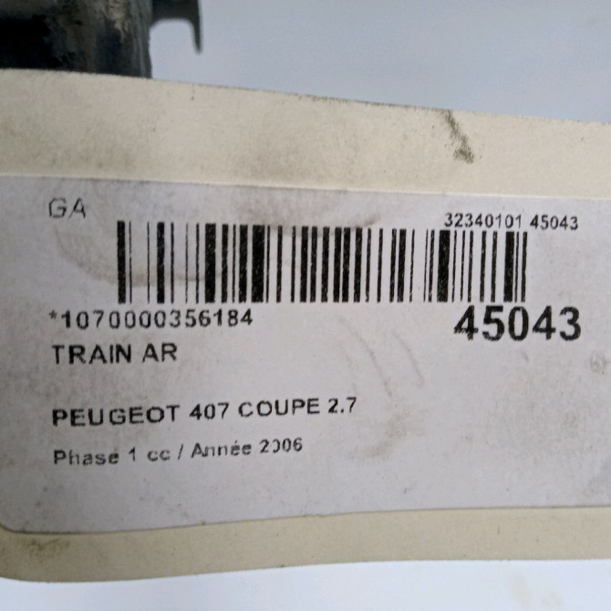 Train arrière occasion PEUGEOT 407 COUPE Phase 1 10-2005->12-2011 2.7 HDI 204ch 5148H8 3