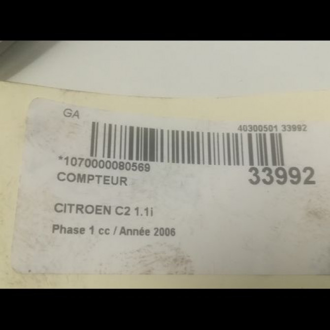 Compteur occasion CITROEN C2 Phase 1 09-2003->10-2008 1.1i 6105WK 3