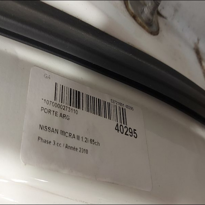 Porte arrière gauche occasion NISSAN MICRA III Phase 3 11-2007->11-2010 1.2i 65ch 82101AX130 3