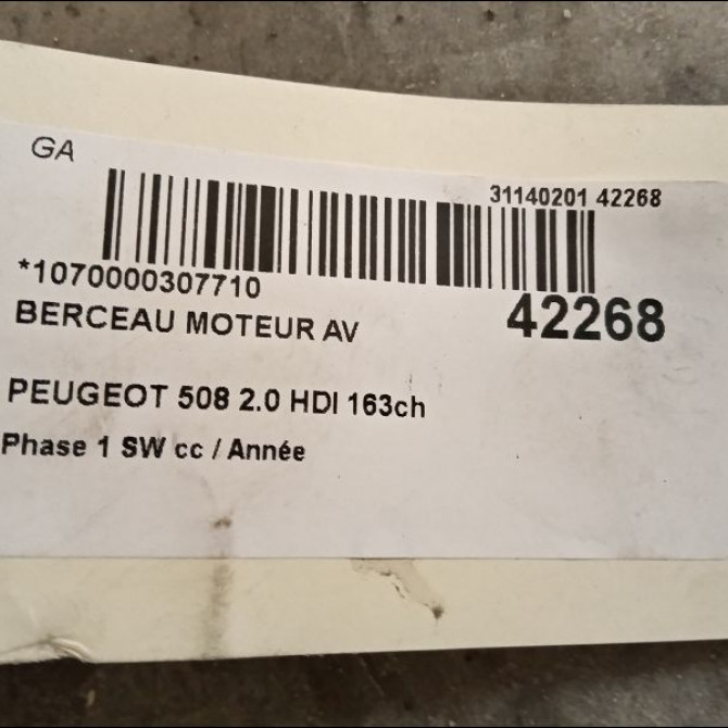 Berceau moteur avant occasion PEUGEOT 508 Phase 1 04-1995->04-1999 2.0 HDI 163ch 9803774280 2