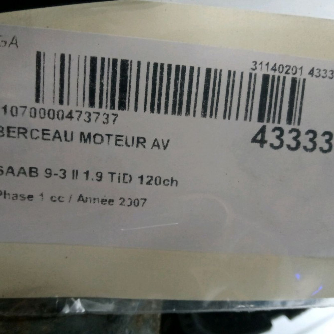 Berceau moteur avant occasion SAAB 9-3 II Phase 1 09-2005->09-2007 1.9 TiD 120ch 12825111 2