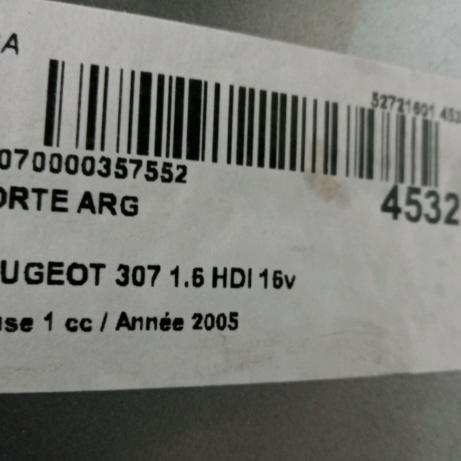 Porte arrière gauche occasion PEUGEOT 307 Phase 1 04-2001->06-2005 1.6 HDI 16v 110ch 9006G9 3