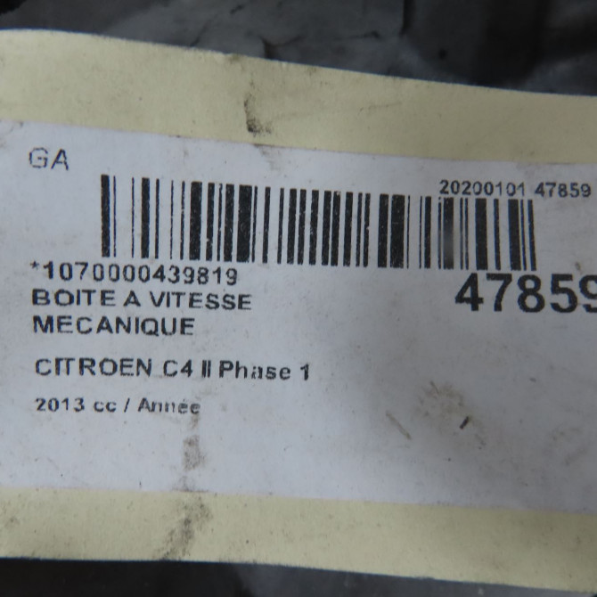 Boîte à vitesse mecanique occasion CITROEN C4 II Phase 1 10-2010->01-2015 2222YA 6