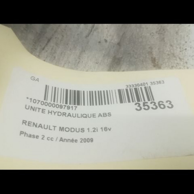 Unité hydraulique ABS occasion RENAULT MODUS Phase 2 01-2008->12-2012 1.2i 16v 75ch 3