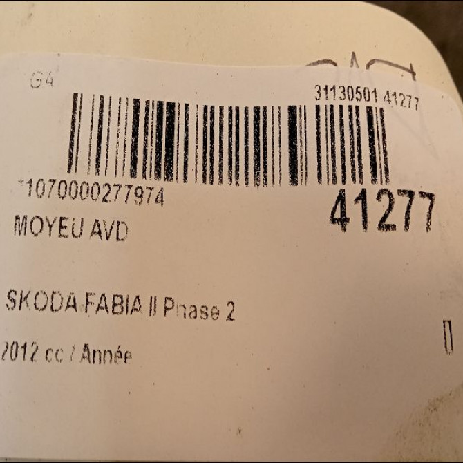 Moyeu avd occasion SKODA FABIA II Phase 2 COMBI 03-2010->12-2014 6C0407621 3