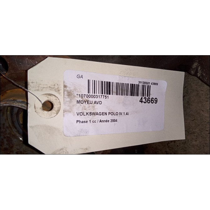 Moyeu avd occasion VOLKSWAGEN POLO IV Phase 1 01-2002->05-2005 1.4i 75ch 6C0407621 3
