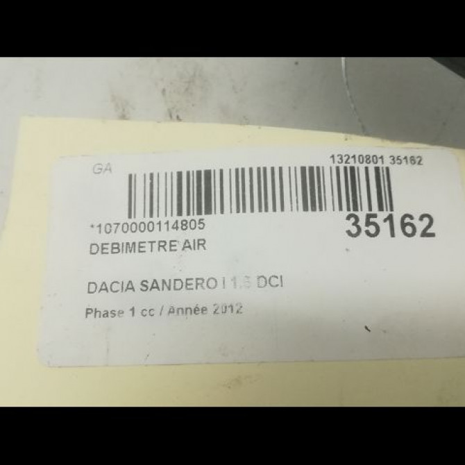 Debimetre air occasion DACIA SANDERO I Phase 1 06-2008->10-2012 1.5 DCI 90ch 8200651315 5