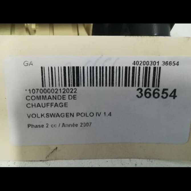 Commande de chauffage occasion VOLKSWAGEN POLO IV Phase 2 05-2005->09-2009 1.4 TDI 80ch 6Q0820045H 3
