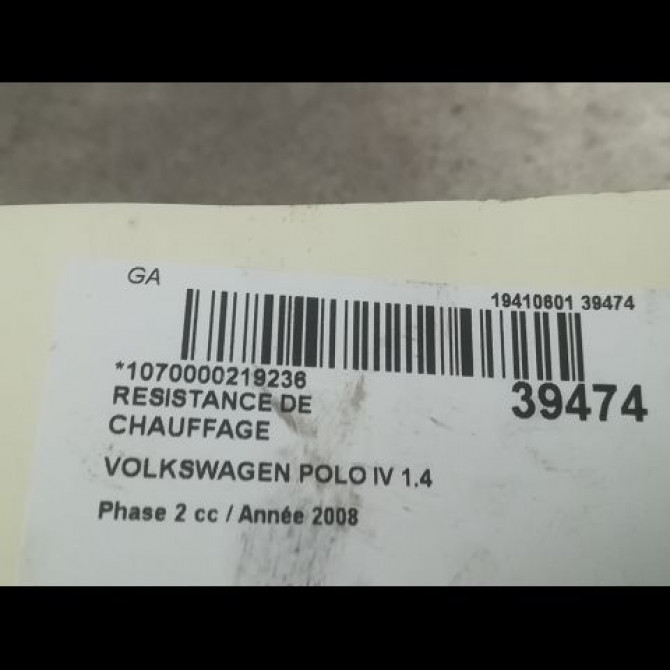 Resistance de chauffage occasion VOLKSWAGEN POLO IV Phase 2 05-2005->09-2009 1.4 TDI 80ch 2