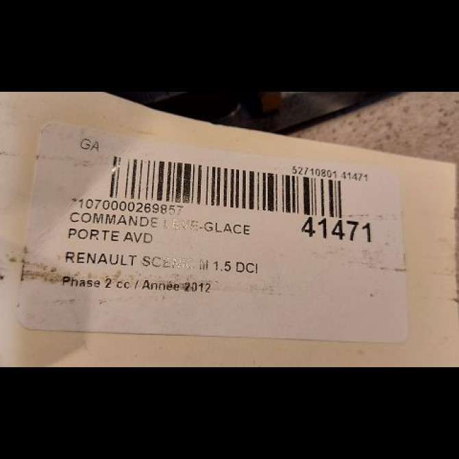 Commande lève-glace porte avant droite occasion RENAULT SCENIC III Phase 2 12-2011->03-2013 1.5 DCI 110ch 3