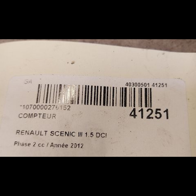 Compteur occasion RENAULT SCENIC III Phase 2 12-2011->03-2013 1.5 DCI 110ch 248100072R 3