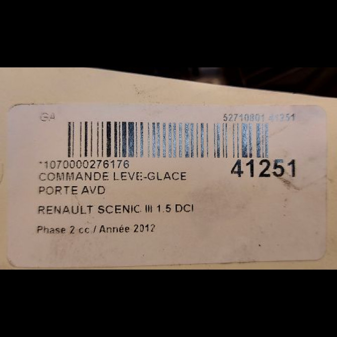 Commande lève-glace porte avant droite occasion RENAULT SCENIC III Phase 2 12-2011->03-2013 1.5 DCI 110ch 3