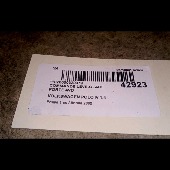 Commande lève-glace porte avant droite occasion VOLKSWAGEN POLO IV Phase 1 01-2002->05-2005 1.4 TDI 75ch 6Q09598569B9 3