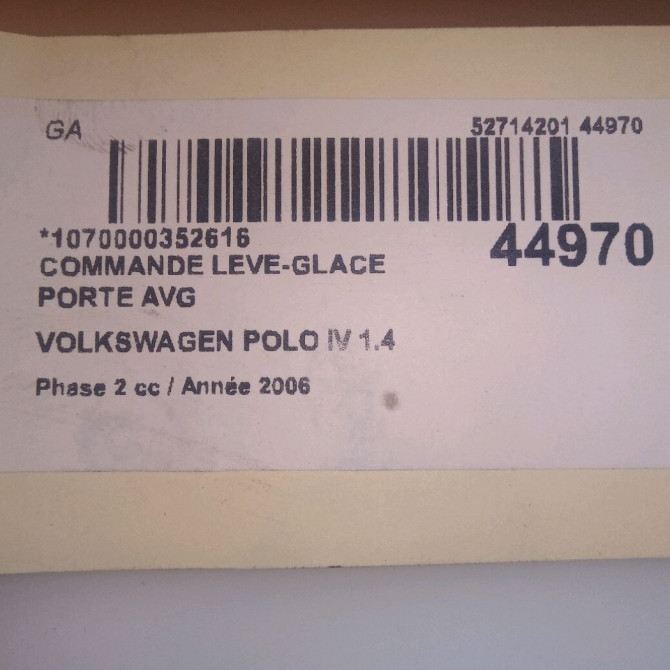 Commande lève-glace porte avant gauche occasion VOLKSWAGEN POLO IV Phase 2 05-2005->09-2009 1.4 TDI 70ch 5