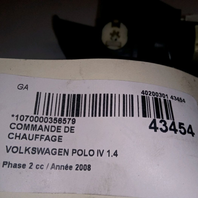 Commande de chauffage occasion VOLKSWAGEN POLO IV Phase 2 05-2005->09-2009 1.4 TDI 80ch 6Q0820045H 3