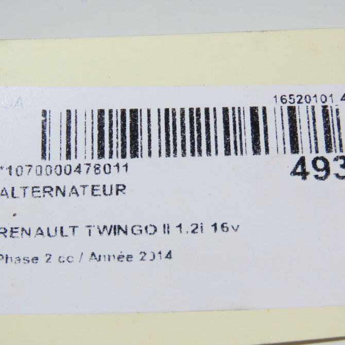 Alternateur occasion RENAULT TWINGO II Phase 2 12-2011->12-2014 1.2i 16v 75ch 231003396R 6