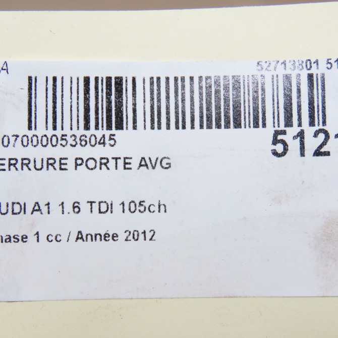 Serrure porte avg occasion AUDI A1 Phase 1 06-2010->03-2015 1.6 TDI 105ch 8J1837015E 5