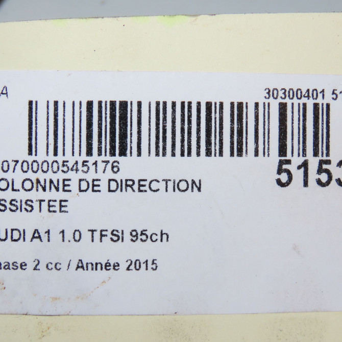 Colonne de direction assistee occasion AUDI A1 A1 Phase 2 2014-12-01->2019-06-30 1.0 TFSI 95ch 6R1423510DN 8