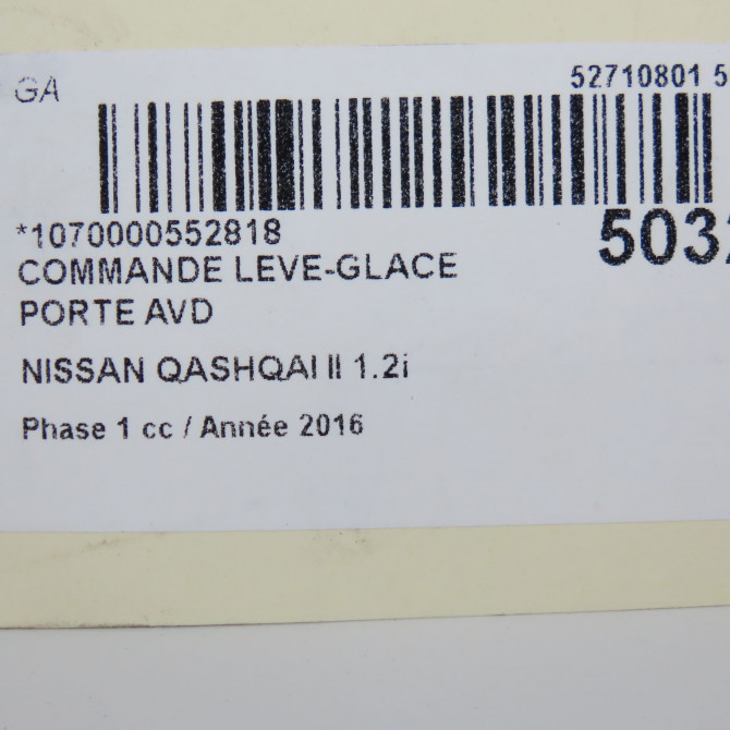 Commande lève-glace porte avant droite occasion NISSAN QASHQAI II Phase 1 02-2014->... 1.2i 115ch 254114BA0A 5