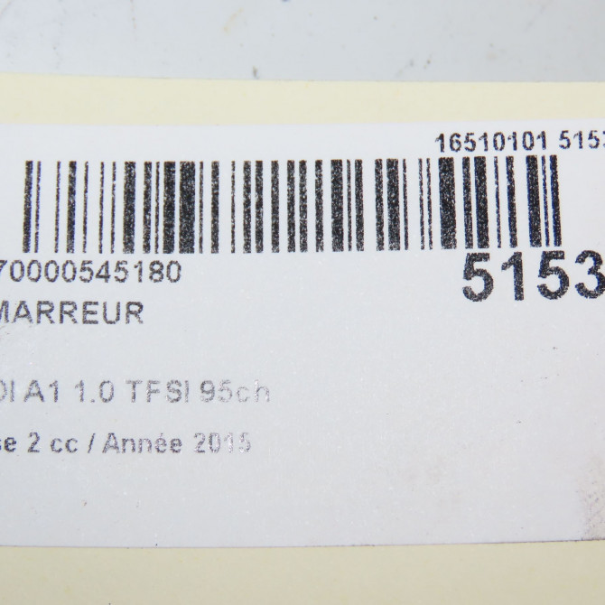 Démarreur occasion AUDI A1 A1 Phase 2 2014-12-01->2019-06-30 1.0 TFSI 95ch 2M911024J 7