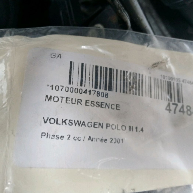 Moteur essence occasion VOLKSWAGEN POLO III Phase 2 11-1999->12-2001 1.4 30100098QX 7