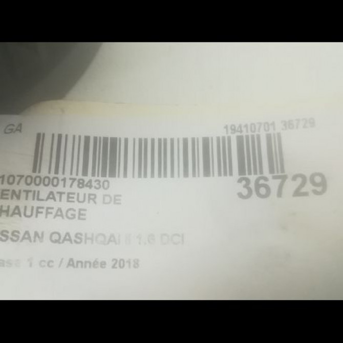 Ventilateur de chauffage occasion NISSAN QASHQAI II Phase 1 02-2014->... 1.6 DCI 130ch 272264EM0A 3