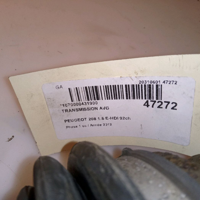 Transmission avant gauche occasion PEUGEOT 208 208 Phase 1 2012-03-01->2015-09-30 1.6 E-HDI 92ch 9801048580 5